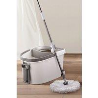 Living and Home 360 Rotating Hands-free Wringing Cleaning Mop Bucket Set Self-Cleaning Push-to-Spin Mop with 2 Mop Heads Efficient Dehydration