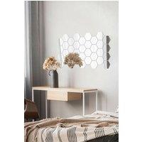 Living and Home 36Pcs DIY Mirror Wall Stickers Self-adhesive Hexagonal Acrylic Mirror Tiles in Silver