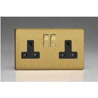 Varilight XDB5BS 13A Socket Brushed Brass Black 1-Gang in Yellow
