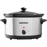 Daewoo 6.5 Litre Slow Cooker Stainless Steel 3 Heat Settings Dishwasher Safe Silver in Metallic Silver