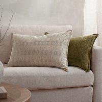 Yard Ramas Textured Jacquard 100% Cotton Cushion in Natural | Size: 40 cm x 60 cm
