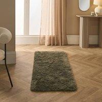 OHS Soft Fluffy Runner Rug Anti-Slip Floor Mat in Dark Green | Size: 60 cm x 150 cm