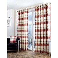 Fusion 'Balmoral Check' Country Checked Pattern Pair of Eyelet Curtains in Scarlet | Size: 168 cm width x 183 cm drop