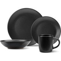 VonShef 16-Piece Dinner Set, Matte Black Stoneware Dinner Set | Size: 4 Person