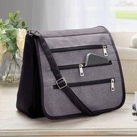 Coopers of Stortford RFID Protected Crossbody Organiser Bag in Textile in Grey