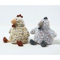 Homescapes Luxury Fabric Chicken Doorstop Set of 2 in Grey