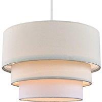 Happy Homewares Contemporary Round Triple Tier Cotton Fabric Pendant Light Shade in Cream | Size: 12 inches