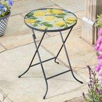 Marco Paul 30cm Yellow Glass Round Handprinted Lemons Table