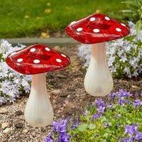 Marco Paul 2pck Large Solar Power Mushroom Garden Ornaments 23cm in Red