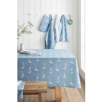 Catherine Lansfield 'Salcombe Boats' Cotton 137x178cm Table Cloth in Blue | Size: 137x178 cm