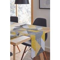 Catherine Lansfield Larsson Geo 33cm x 180cm Table Runner in Yellow | Size: 33 cm x 180 cm