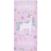 Catherine Lansfield 'Unicorn Summer' Cotton Beach Towel in Pink