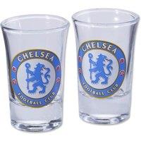 Chelsea FC Two Pack Home Word Mark Shot Glasses in Clear
