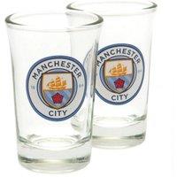 Manchester City FC Wordmark Shot Glass Pack of 2 in Clear