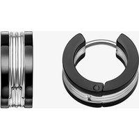 Fred Bennett Men's Stainless Steel Black Stripe Huggie Hoop Earrings E6570B