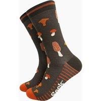 Sock Talk Men's Mushroom Foraging Bamboo Socks - Khaki | Size: 7-11