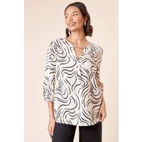 Dorothy Perkins Women's Long Sleeve Swirl Chain Detail Blouse in Ivory | Size: 8