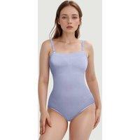 MODISHION Women's Shapewear Seamless Bodysuits with Removable Shoulder Straps in Blue | Size: Large