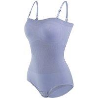 Women's Nylon Bandeau Tummy Control Shapewear Bodysuit Tops in Blue | Size: Large