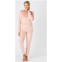 Damart Women's Thermal Embossed Velour Pyjamas Set - Soft & Warm in Light Pink | Size: Large