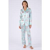 Damart Women's Elegant & Lightweight Silky Satin Floral Pyjamas in Aqua | Size: Small