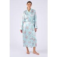 Damart Women's Silky Satin Kimono Dressing gown - Elegant & Lightweight in Aqua | Size: Large