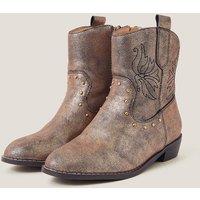 Monsoon Women's Brooke Metallic Cowboy Boots Bronze | Size: 3