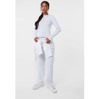Pink Vanilla Women's Grey Wide Leg Ribbed Trousers | Size: Small