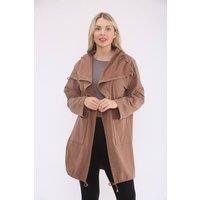 Saloos Women's Soft Drawcord Neckline Utility Jacket in Taupe | Size: 10