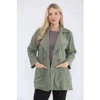 Saloos Women's Drawstring Utility Coat in Olive | Size: 10