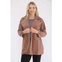 Saloos Women's Drawstring Utility Coat in Taupe | Size: 18