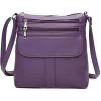 Fontanella Fashion Women's Vier Quadruple Zip PU Messenger Bag in Purple