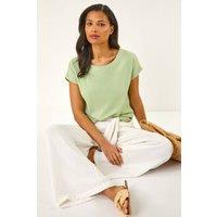 Roman Women's Plain Stretch Cotton Jersey T-Shirt in Light Green | Size: 10