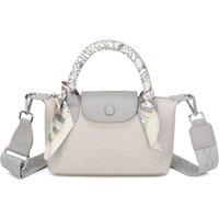 Fontanella Fashion Women's Aurette Mini Shoulder Scarf Wrapped Top Handle Bag in Light Grey