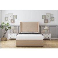 Comfort Beds Madrid Plush Divan With Mattress No Drawers-54 Wingback in Stone | Size: Double
