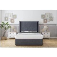 Comfort Beds Madrid Plush Divan With Mattress 2 Drawers Foot-End -54 Wingback in Dark Grey | Size: Super King