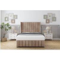 Comfort Beds Serena Naples Divan With Mattress No Drawers-54 Wingback-Footboard in Light Brown | Size: Small Single