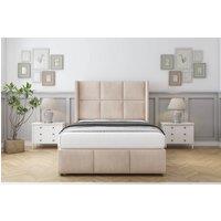 Comfort Beds Charlie Naples Divan With Mattress No Drawers-54 Wingback-Footboard in Light Sand | Size: Super King