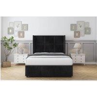 Comfort Beds Charlie Naples Divan With Mattress No Drawers-54 Wingback-Footboard in Black | Size: Small Double