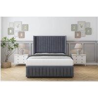 Comfort Beds Chester Plush Divan With Mattress 2 Drawers Foot-End -54 Wingback-Footboard in Dark Grey | Size: Small Double