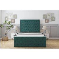Sloomy Vienna Plush Frame-Mattress - 50 Upholstered Headboard in Emerald | Size: Double