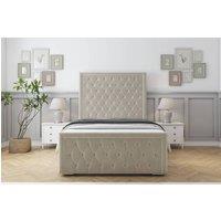 Sloomy Monroe Plush Frame-Mattress - 50 Upholstered Headboard in Cream | Size: Small Single