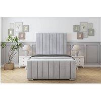 Sloomy California Naples Frame-Mattress - 50 Upholstered Headboard in Silver | Size: Small Double