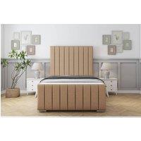 Sloomy California Dumfries Frame-Mattress - 50 Upholstered Headboard in Light Brown | Size: Single