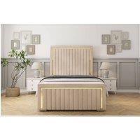 Sloomy Boston Gold Naples Frame-Mattress - 50 Upholstered Headboard in Light Sand | Size: Super King