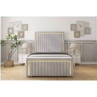 Sloomy Boston Gold Naples Frame-Mattress - 50 Upholstered Headboard in Silver | Size: Single