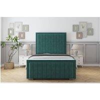 Sloomy Pemberton Plush Frame-Mattress - 50 Upholstered Headboard in Emerald | Size: Small Double