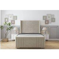 Sloomy Camden Plush Frame-Mattress-50 Upholstered Wingback Headboard in Cream | Size: Single