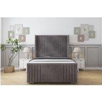 Sloomy Camden Naples Frame-Mattress-50 Upholstered Wingback Headboard in Grey | Size: Double