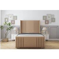 Sloomy Camden Dumfries Frame-Mattress-50 Upholstered Wingback Headboard in Light Brown | Size: Super King